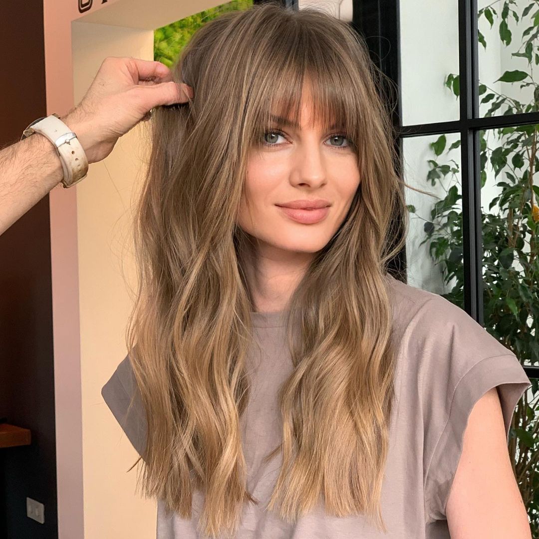 Long Blunt Cut with Wispy Bangs