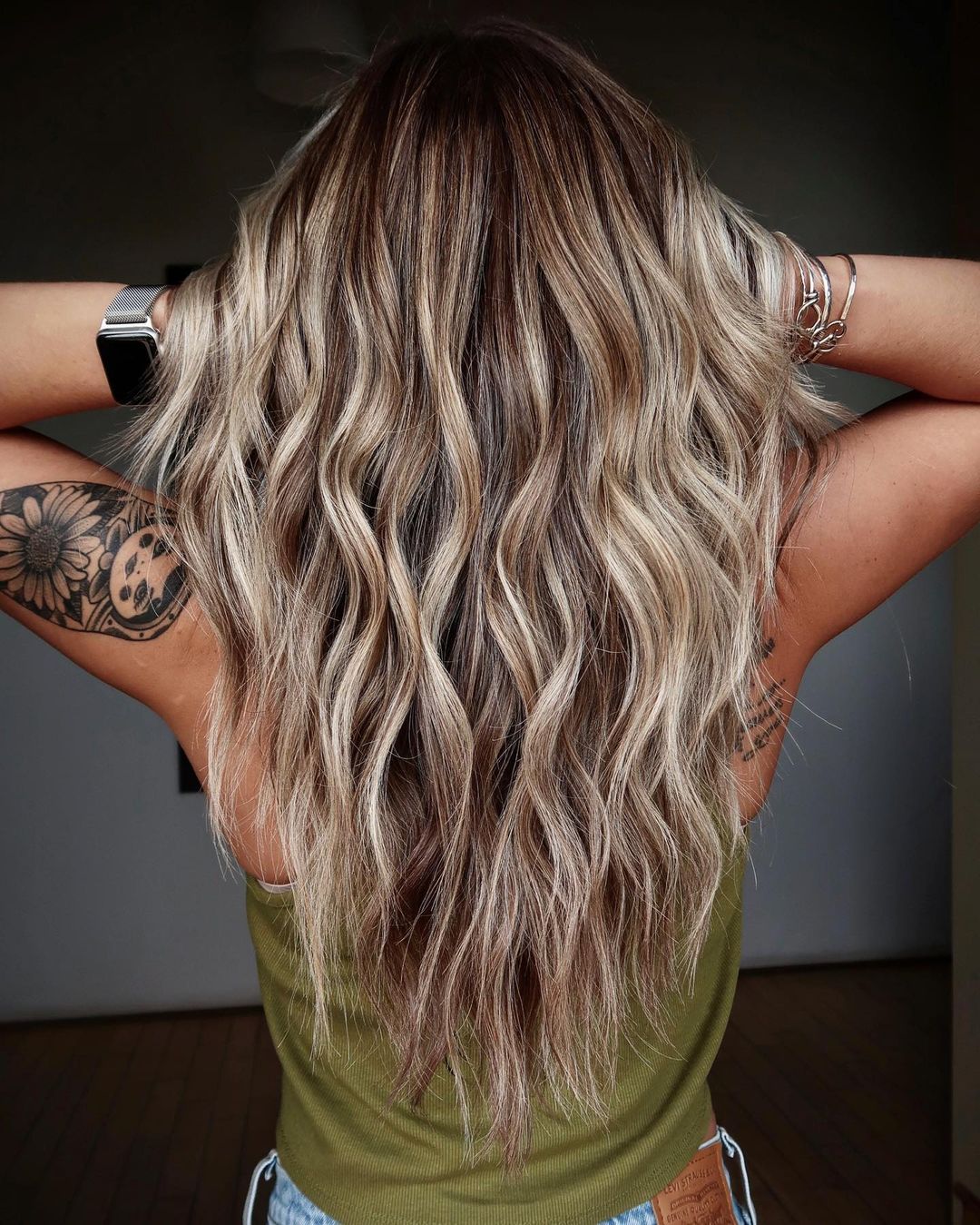 Long Caramel Brown Mane with Sandy Highlights