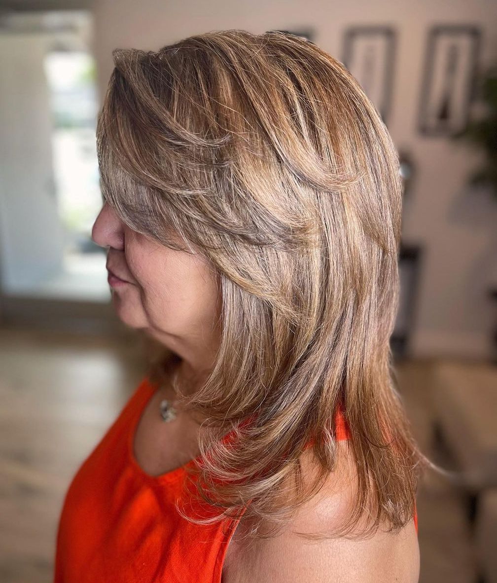 Mid-Length Cut with Side Layered Bangs