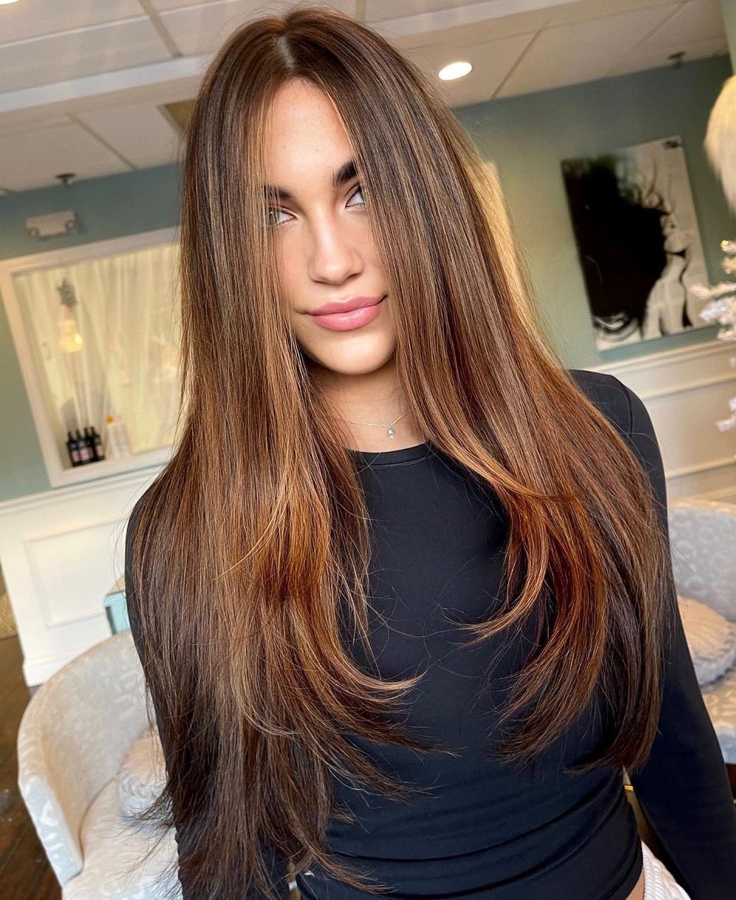 Long Straight Hair with Fanned-Out Ends