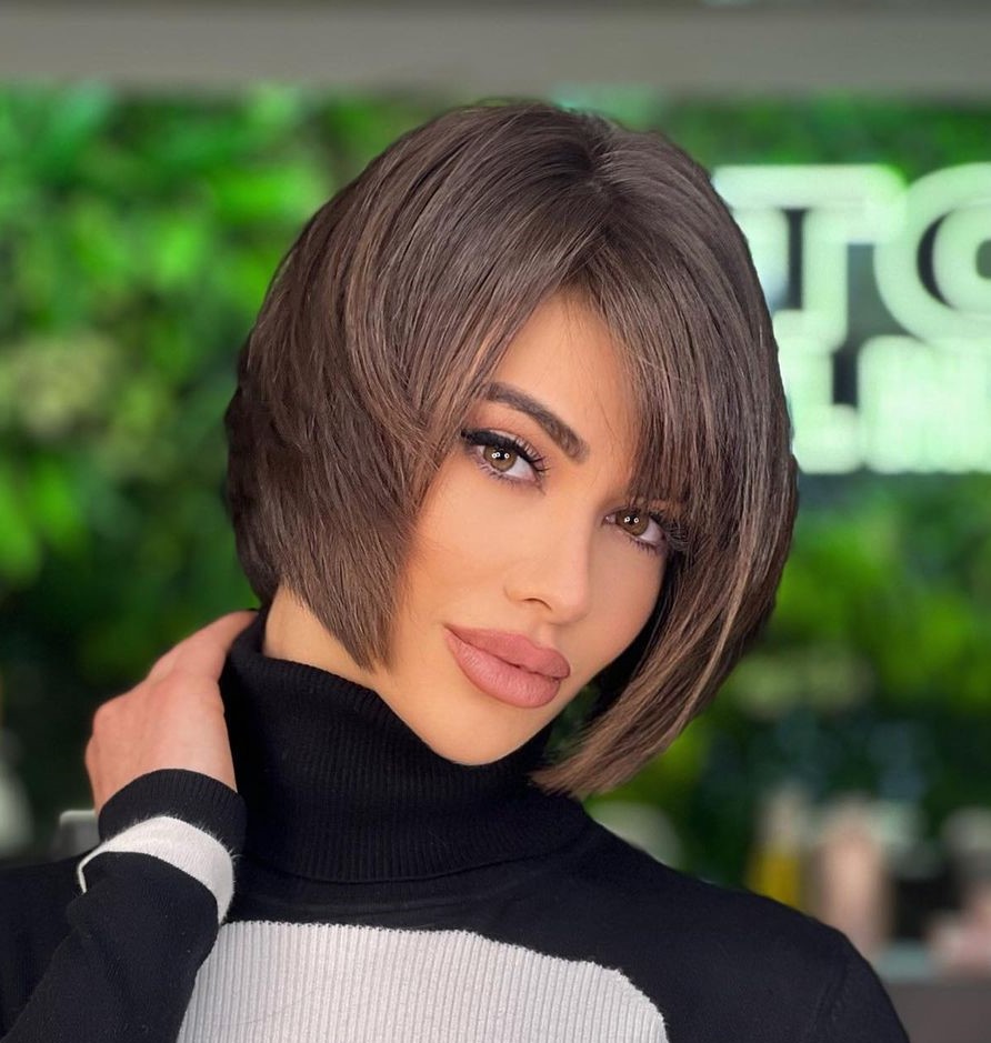 Short Angled Bob for Thick Hair