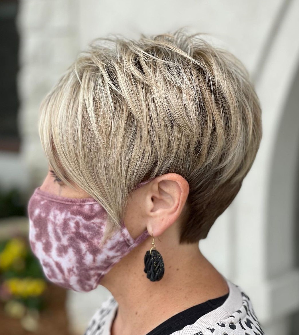 Two-Tone Layered Pixie for Thick Hair